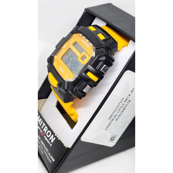 Armitron Pro Sport Yellow-Black Watch: Water-Resistant with Dual Time & Chronogr - Picture 6 of 15